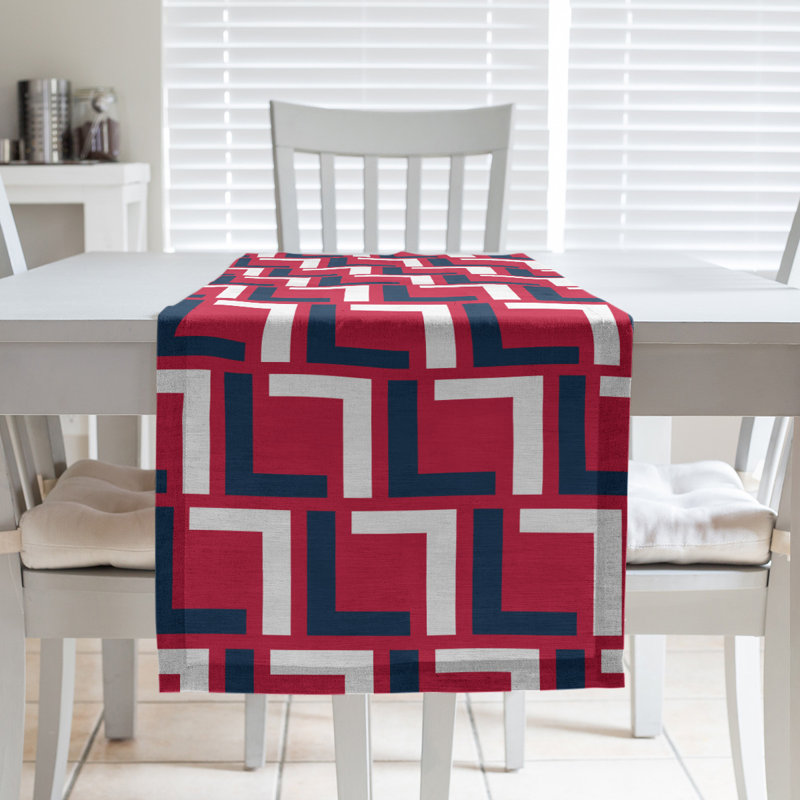 Chemin de table Carolina, 72 po x 16 po, Coton, Bleu nautique / blanc / rouge