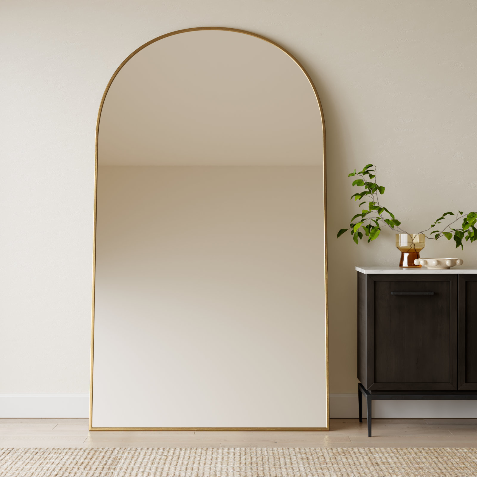 Kira Full-Length Mirror, Satin Brass, 83" x 48"