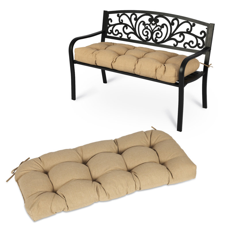 Aoodor Outdoor Polyester Tufted Bench Cushion, 46" W x 19.7" D, Brown