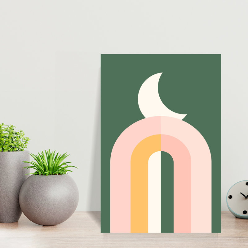 Art contemporain abstrait paysage géométrique audacieux, H 12 po x l 8 po