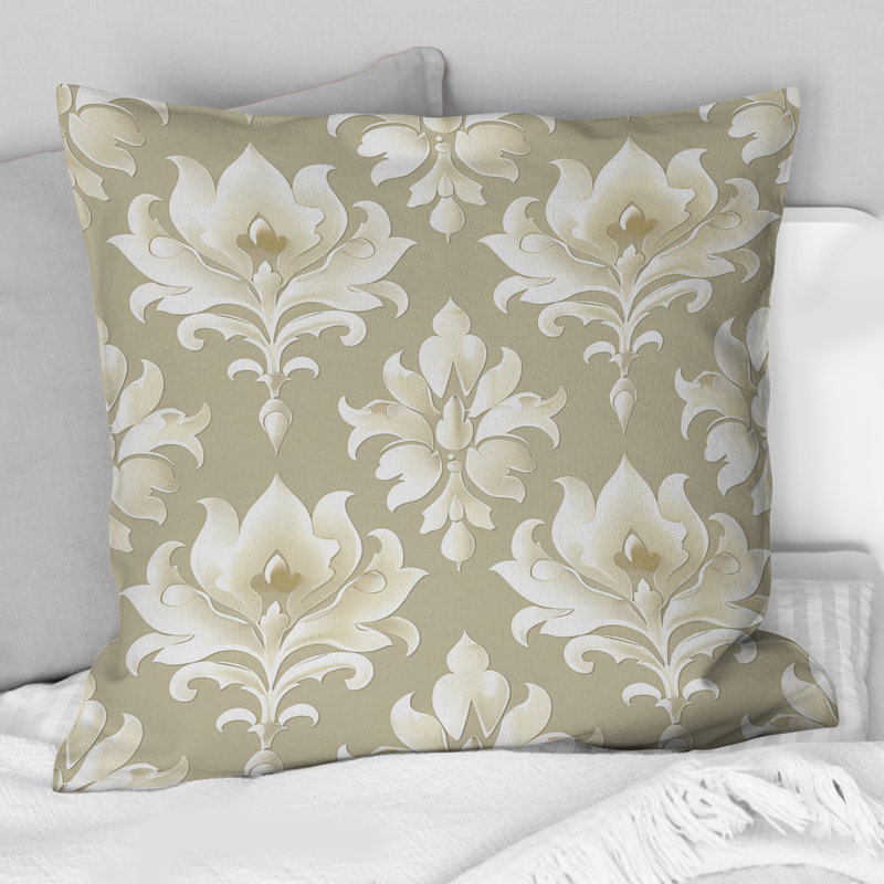 Coussin Beige blanc à imprimé quadrilobe I - Traditional, H 16 po x l 16 po