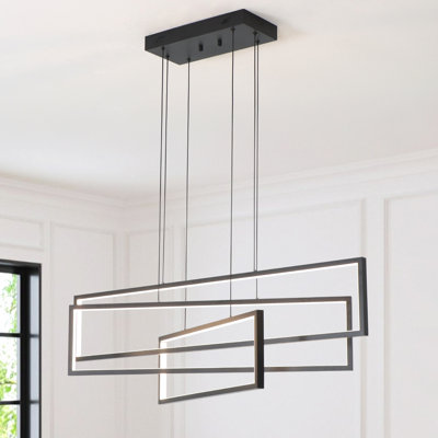 Kanise 3-Light WiFi Smart Modern Chandelier Rectangular Kitchen Island Pendant with Remote