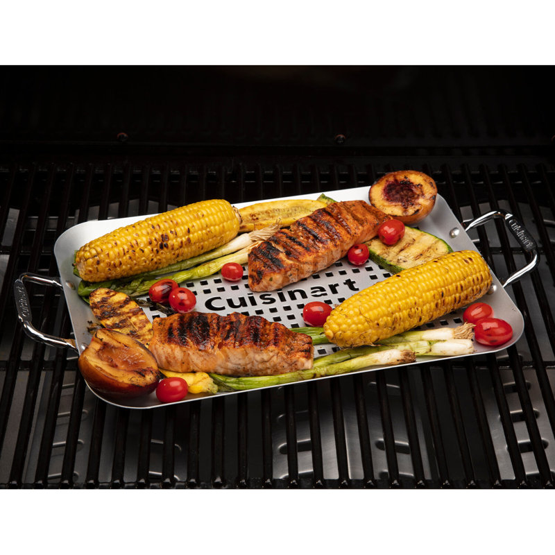 14.5" x 10" Non-Stick Perforated Grill Topper with Handles