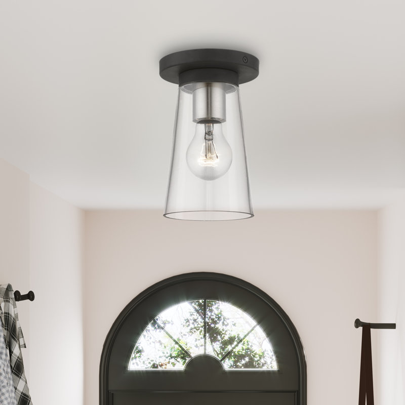 Plafonnier encastré 1 lumière 4,75 po Hamlan, Noir / Nickel brossé