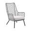 Fauteuil de jardin Marco en acier, intérieur/extérieur, avec corde et coussin gris