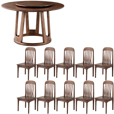 Ensemble de table à manger en bois massif de style français