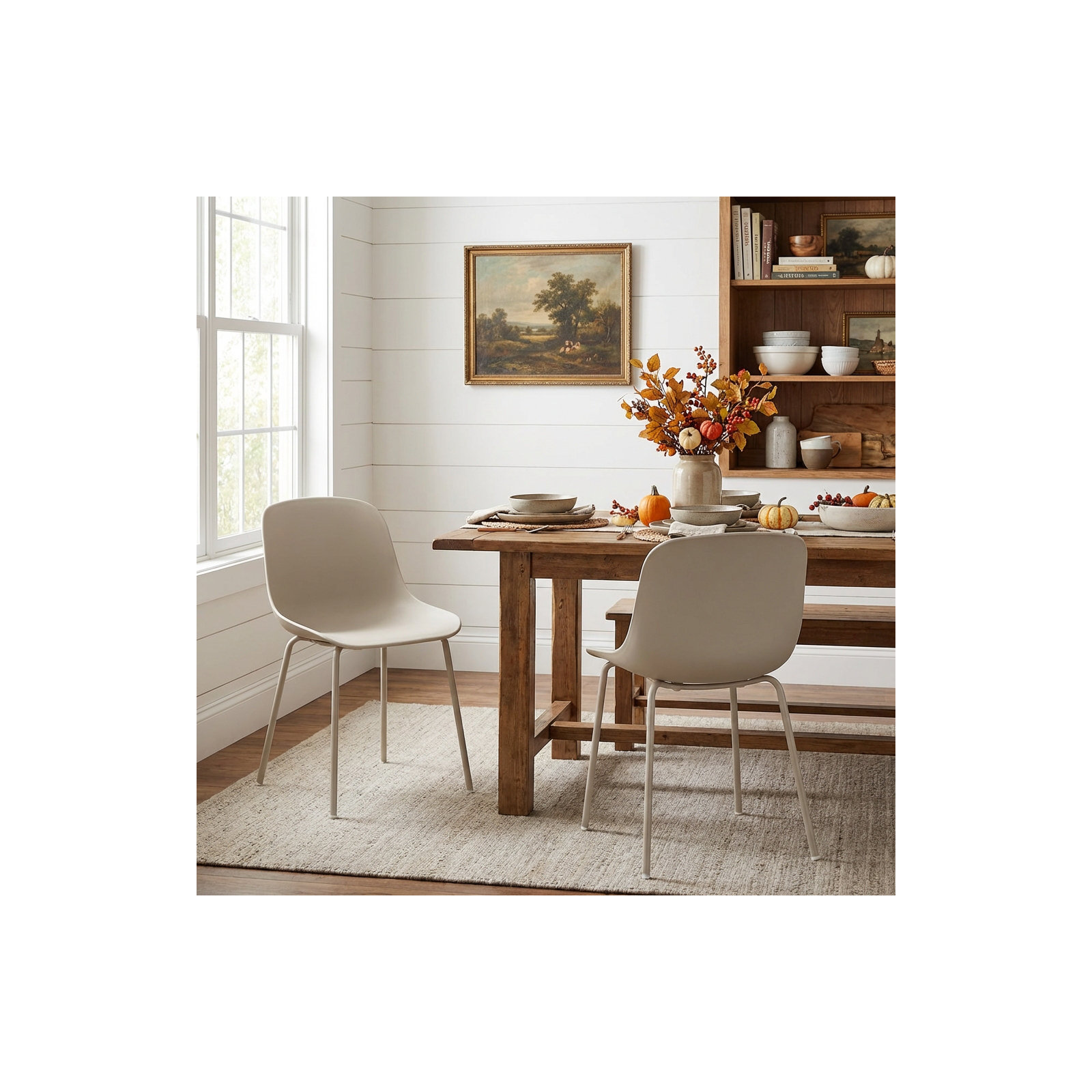 Meli Armless Dining Chairs, Cream