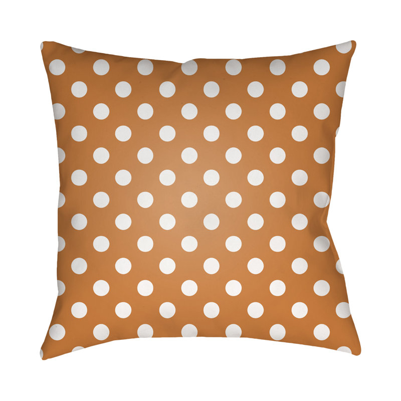 Polka Dots Throw Pillow, 18" H x 18" W, Orange/White, Polyester