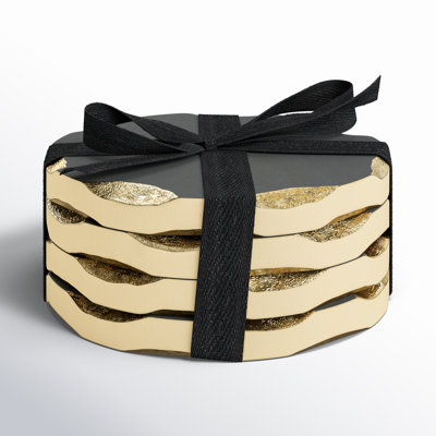 Edica Marquise Raw Edge Marble Coaster Set