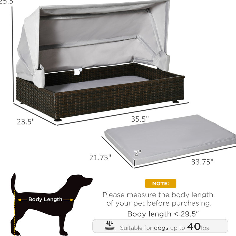 Maison pour animaux surélevée: auvent pliable, pour petits animaux de taille moyenne, intérieur / extérieur, lit superposé à café - hauteur réglable,