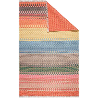 Tapis rayé en polyester tissé à plat à la machine en orange / vert / jaune Sena