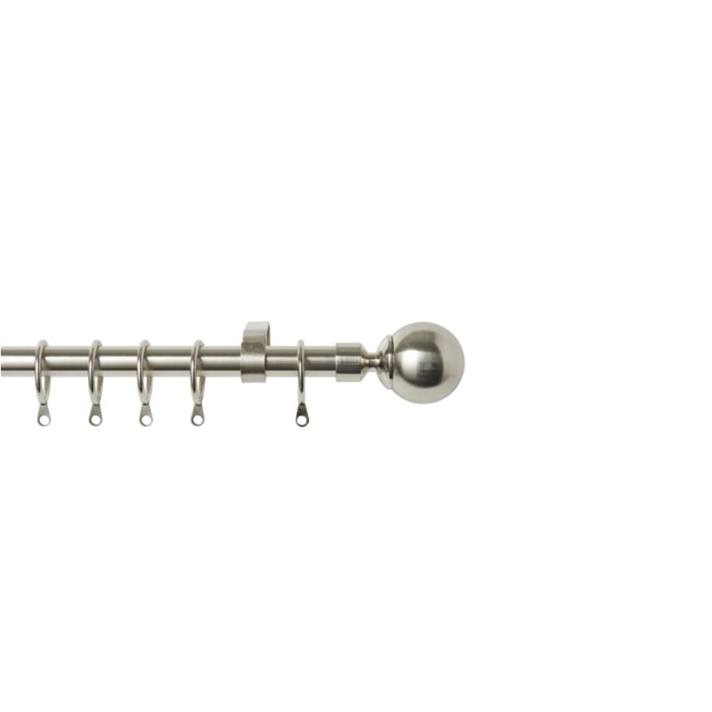 Delio Adjustable 4.83cm Single Curtain Pole, Silver