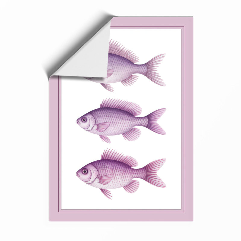 Three Purple Fish Japandi - Print, Unframed, A2 - 59.4 x 42.0 cm