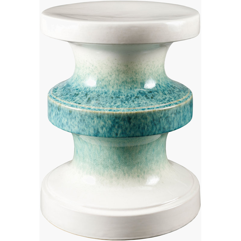 Kegler Accent Stool, Teal/Cream