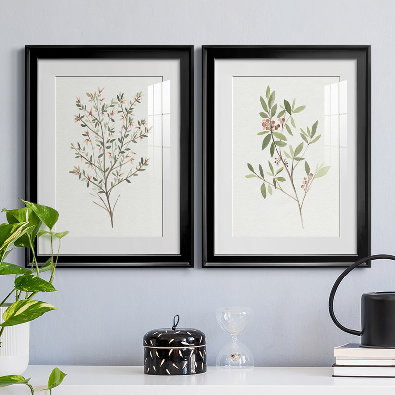 Reproduction encadrée de qualité supérieure simple Sprig III - prête à être accrochée, Cadre noir
