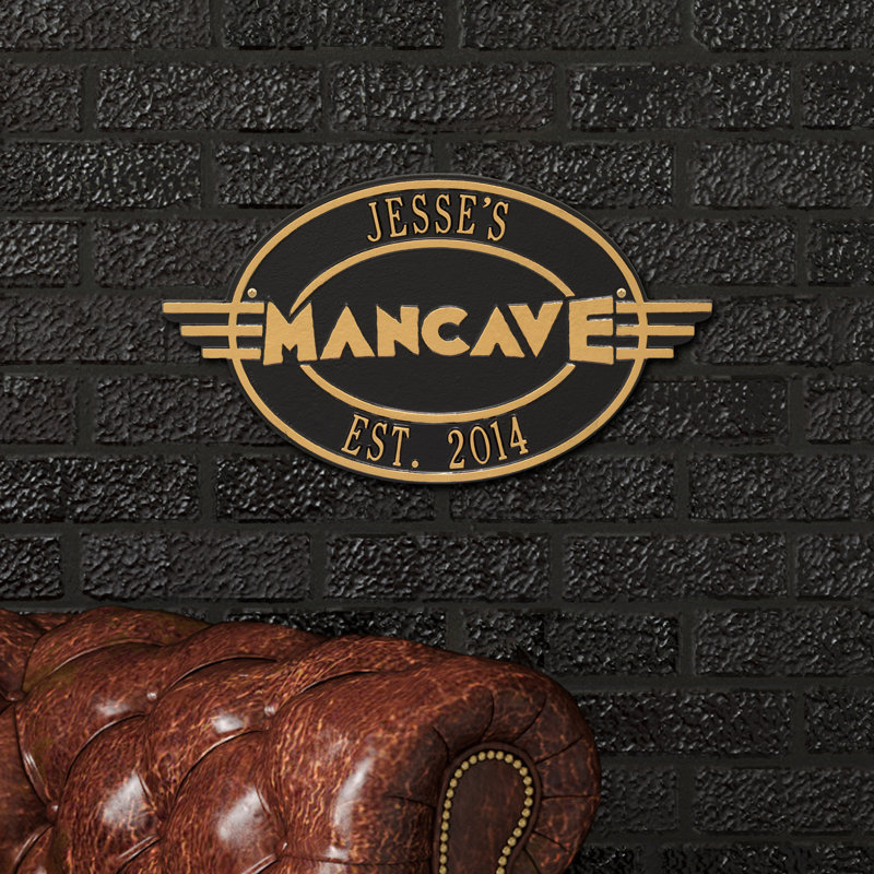 Moderno Man Cave Personalized Plaque Wall Décor, Copper, Yes