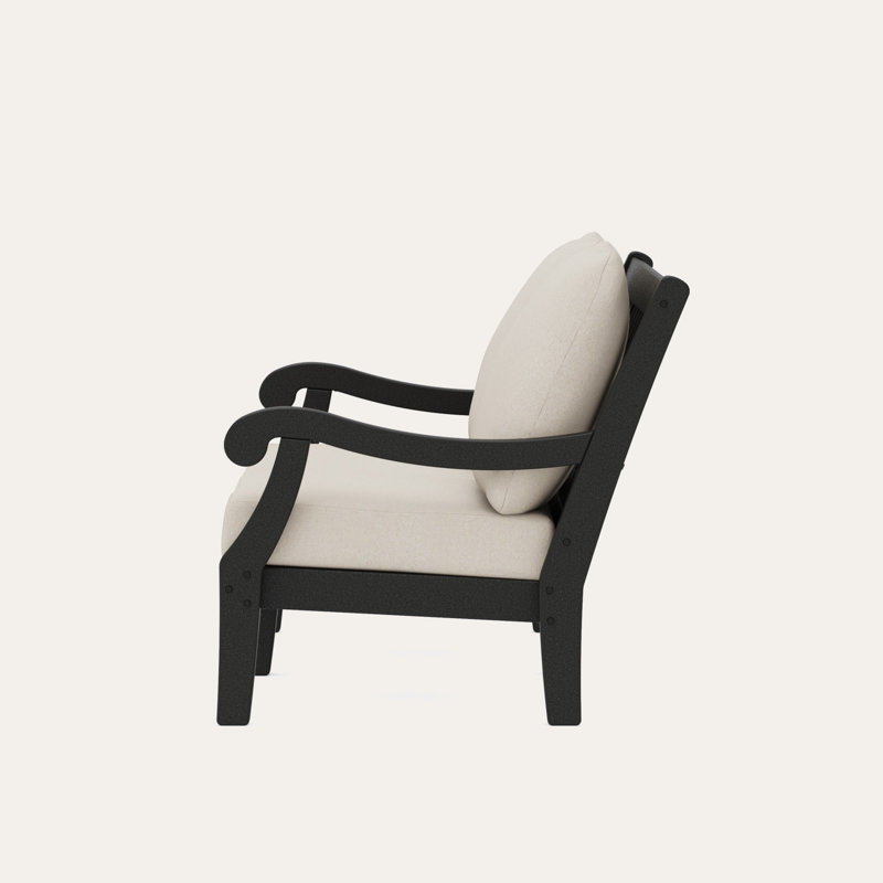 Causeuse POLYWOOD x Birch Lane Verlyn, Coussin en toile de jute Dune / structure noire