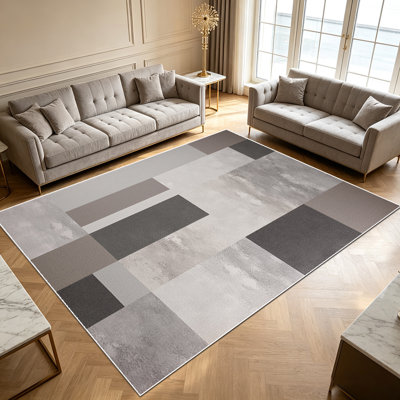 Tapis à motif géométrique 1PC pour le salon, doux et confortable, adapté à toutes les saisons, facile à entretenir, tapis de sol intérieur lavable à la machine, sous la table de ferme convenant à la chambre à coucher, salle à manger, couloir, bureau, patio, maison .. .
