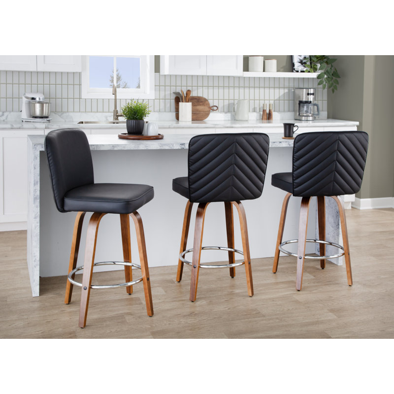 Tabouret de comptoir Huxley, Tabouret de comptoir (siège d'une hauteur de 27 p, Similicuir noir