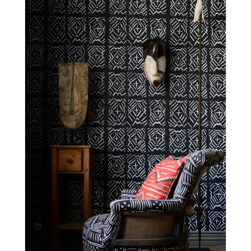 Geometric Wallpaper Roll, Black/White