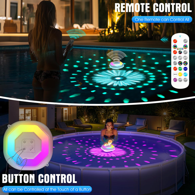 Floating Pool Lights,9000Mah Rechargeable Pool Lights With Remote,Pool Light That Float IP68 Waterproof, Colour Changing Swimming Pool Lighting,Pool Floating Light For Inground Above Ground Pools-2PCS