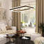 Danalyn 1 -Modern LED Chandelier – Chic Flush Mount Ceiling Light for Dining Room, Living Room, Kitchen Island, Bedroom with Remote Control, Black & White Finish