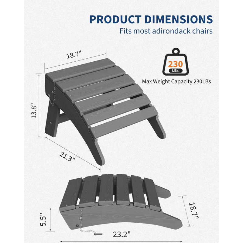 Repose-pieds pliant Adirondack avec manette de jeu, Gris