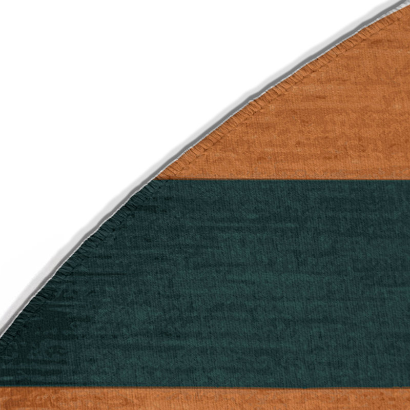 Tapis intérieur / extérieur bleu HorizontalStripes, Rond 5 pi