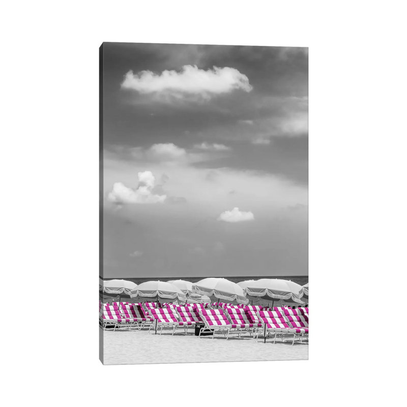 Beach Scene With A Pink Colour Pop by Melanie Viola - Wrapped Canvas Print, 66.04 cm H x 45.72 cm W x 3.175 cm D