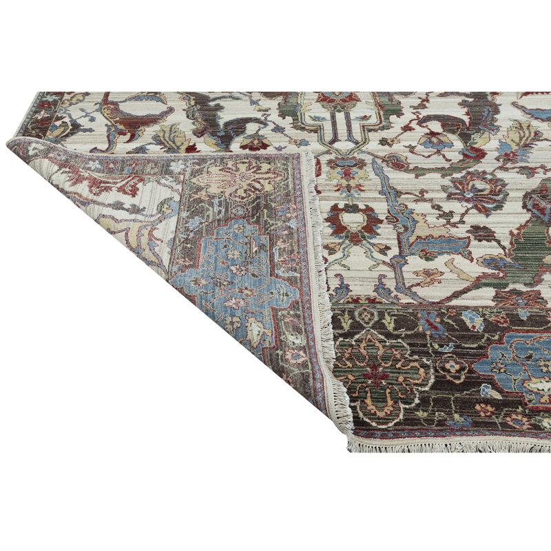 Tapis ivoire et brun noué à la main de haute qualité, Ivoire / Brun, Rectangle 5' x 8'