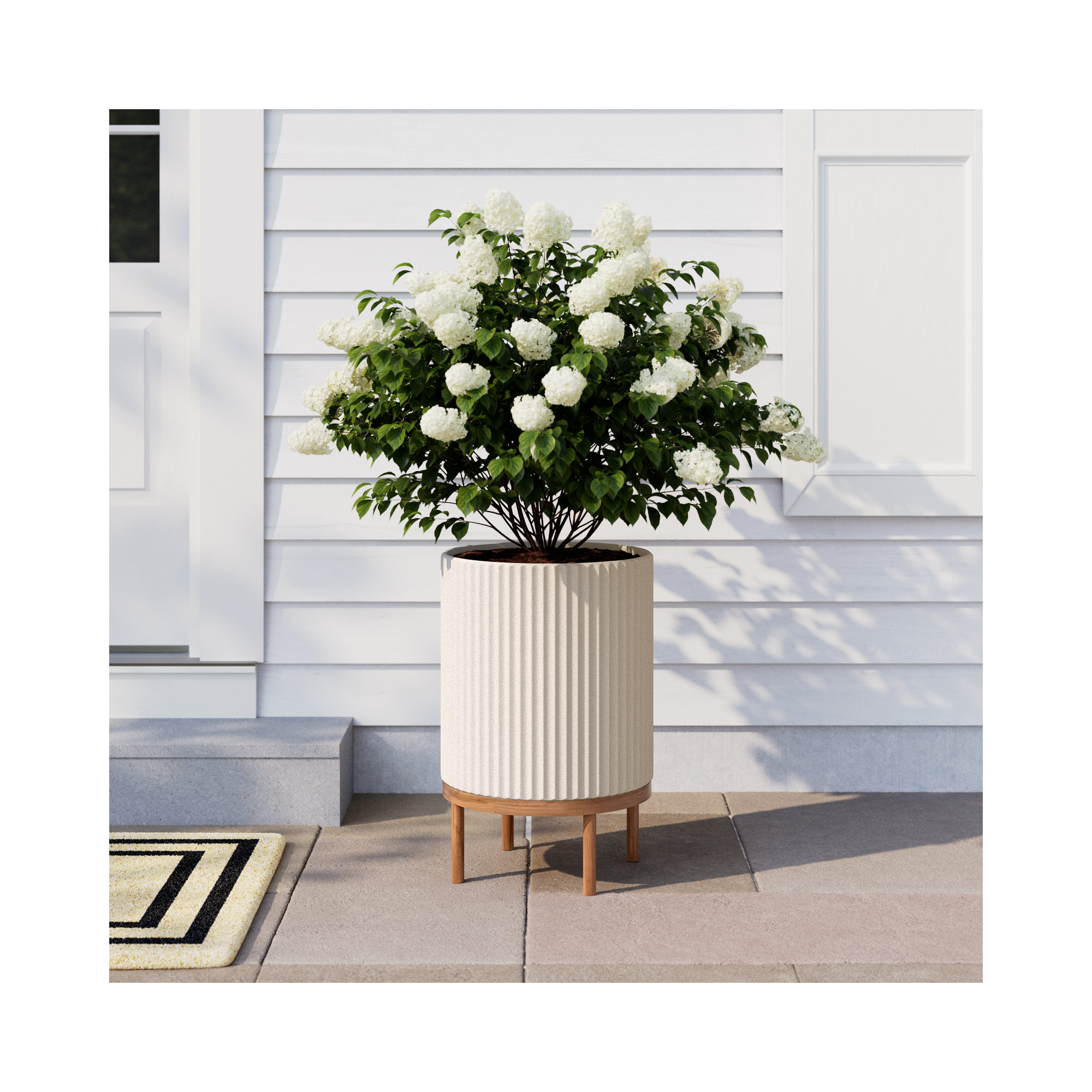 Demi Series Planter with Stand, 1, Sand/Brown, 22" H x 14.75" W x 14.75" D