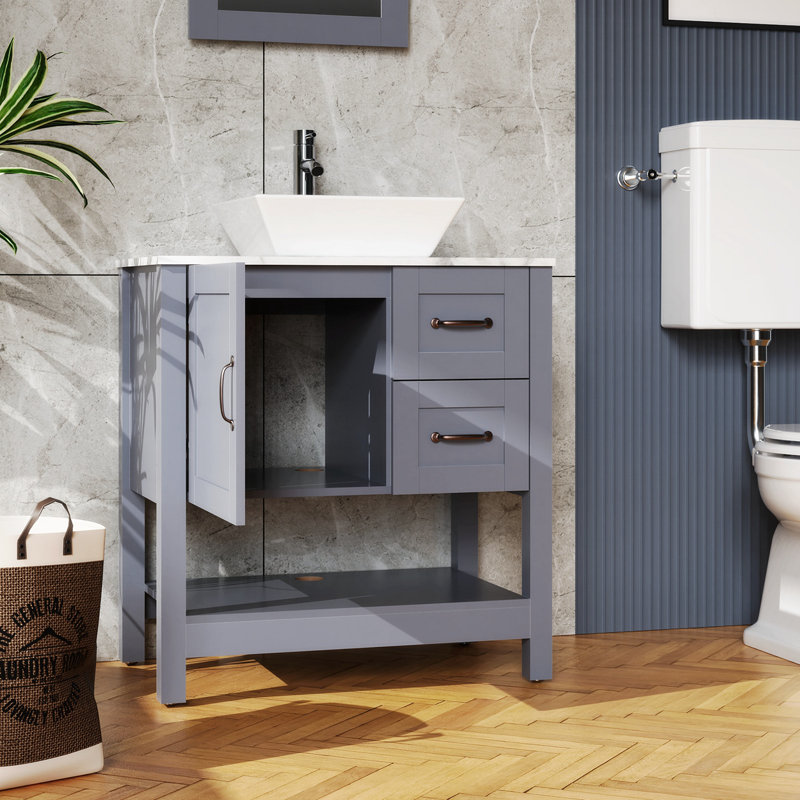 Meuble-lavabo simple 18,59 po avec plateau en bois manufacturé Graclyn