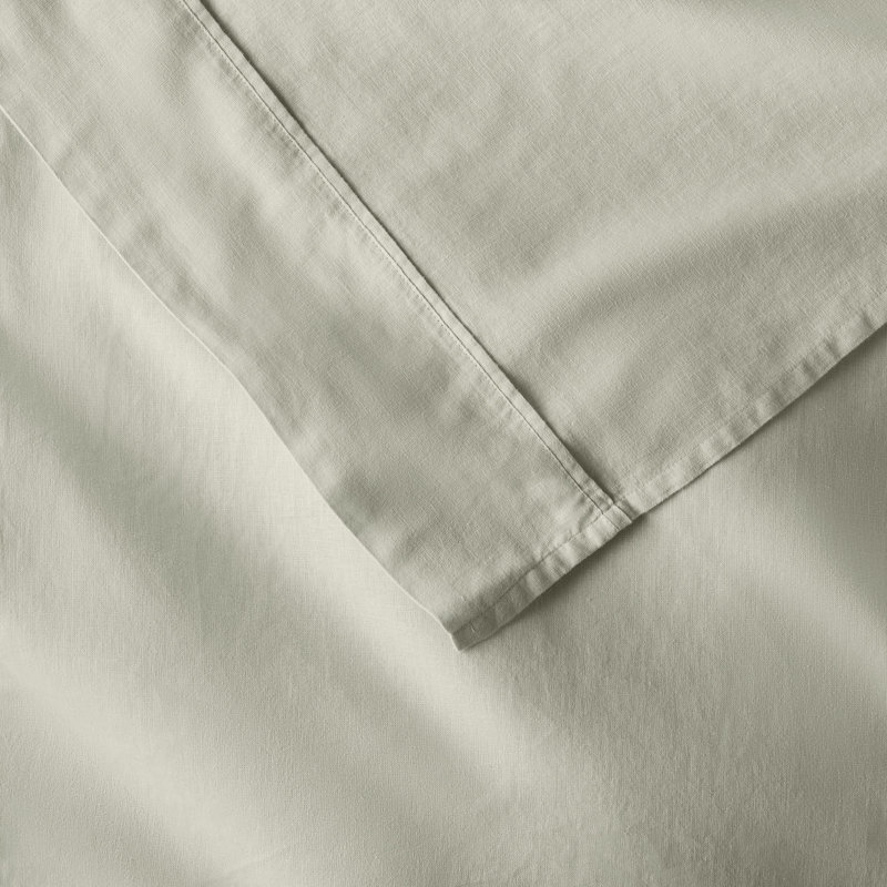 Jeffen Linen Blend Sheet Set, King Sheet Set + 1 Fitted Sheet + 2 Pillowcases, Sage