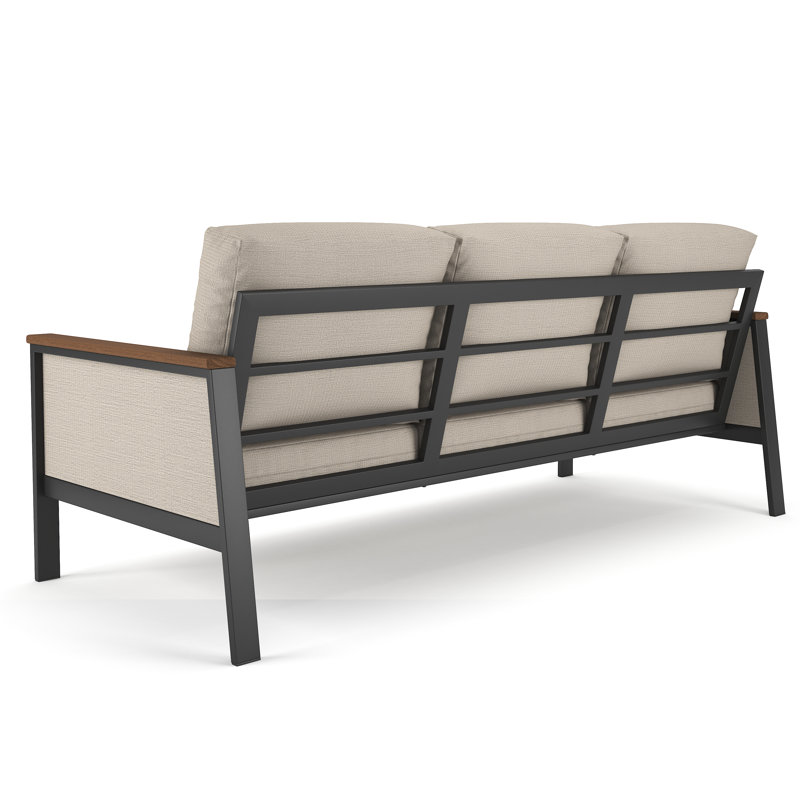 Townsend 80'' Wide Outdoor Patio Sofa with Sunbrella® Cushions, Cast Silver, Brown/Cast Silver
