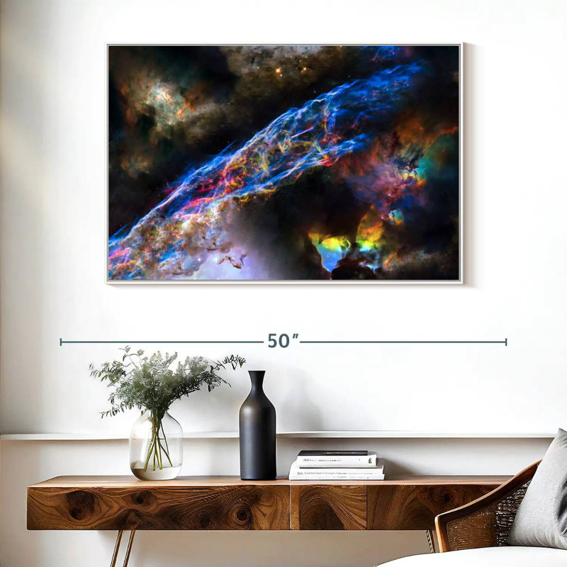 Nébuleuse du voile brillant, Cadre flottant blanc, 40 po x 27 po
