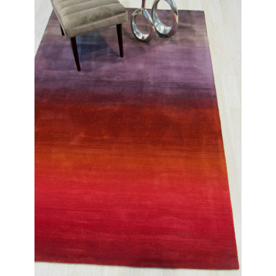 Ahtyana Unique Multicolor Handmade Wool Red Contemporary Stripe Area Rug