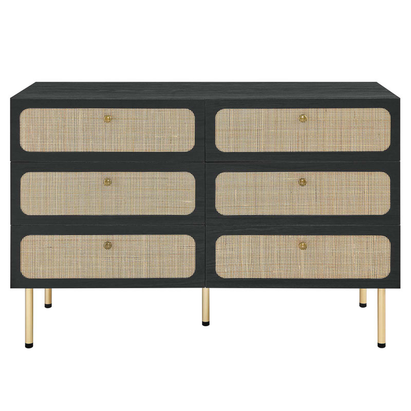 Commode compacte 6 tiroirs Modway, Noir / or