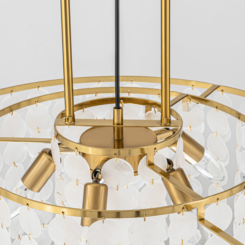 6-light Coastal Shell Tired Chandelier