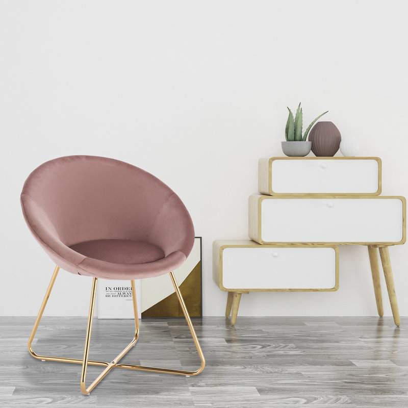 Liverman 44cm H Velvet Upholstered Side Chair, Pink
