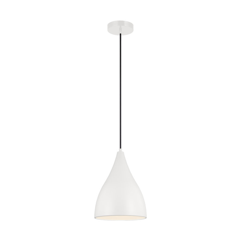 Luminaire suspendu conique à 1 lumière Ayer, H 147 po x l 9 po x P 9 po, Blanc mat