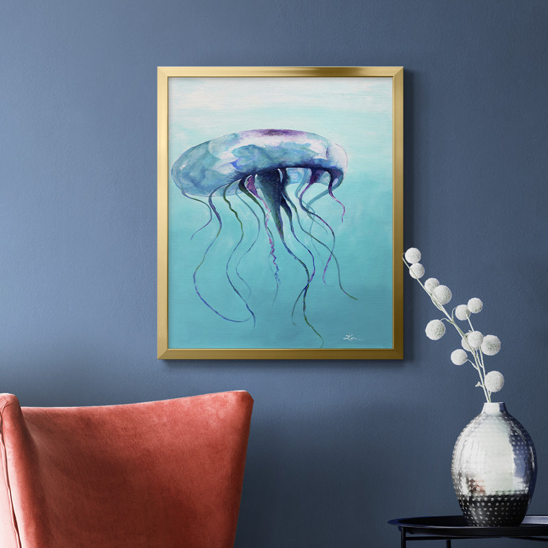 Méduse sur toile de qualité supérieure - prête à être accrochée, Or, H 20 po x l 16 po