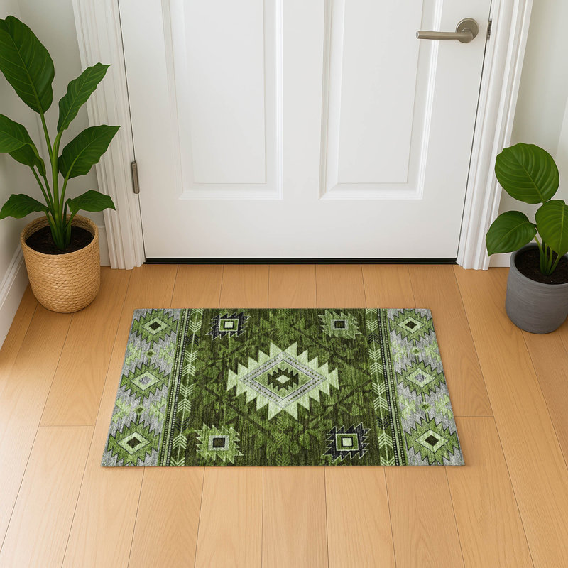 Premium Machine Washable Lubbers AMF1754 Tribal Rug, Rectangle 1'8" x 2'6"