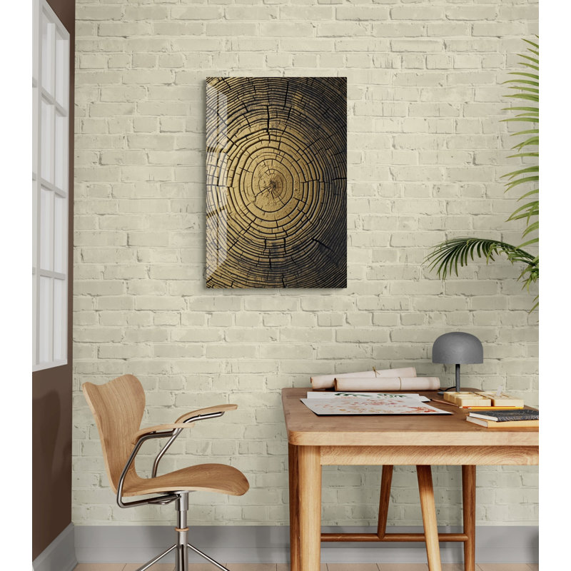 Décoration murale corps en verre trempé or, reproduction d'art abstrait et moderne sur verre, H 35,5 po x l 23,5 po