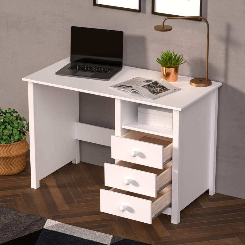 Albrecht Desk Solid Wood - Versatile desk for home office or study, blending style and function, White