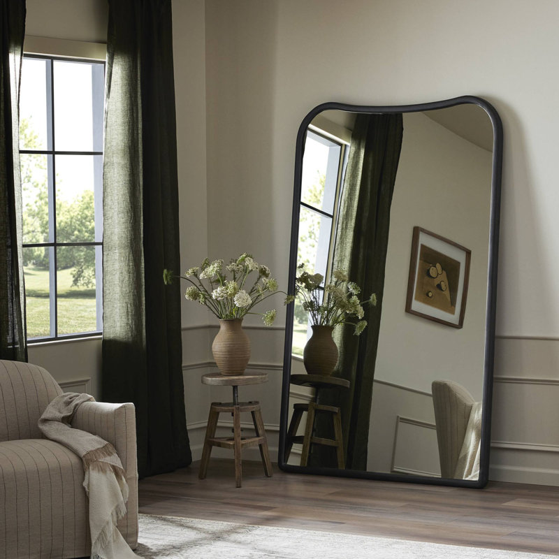 Patz Floor Mirror, Antiqued Brass