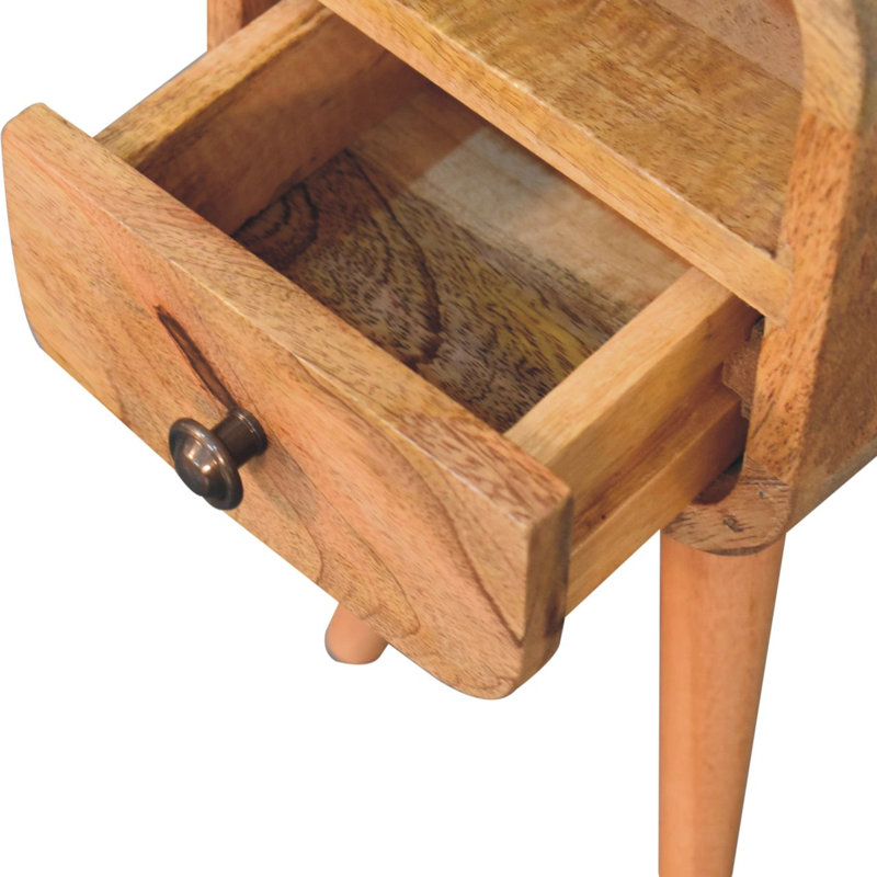 Extra Mini Oakish Curve Open Slot Bedside, Beige