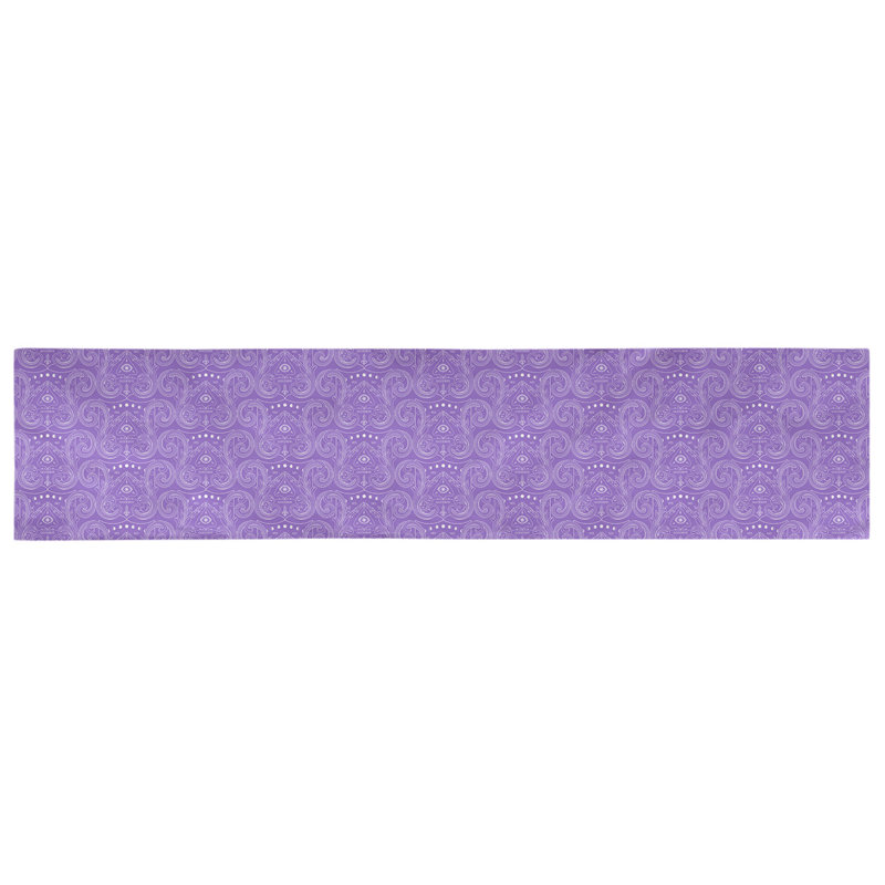 Chemin de table géométrique avicia, 90 po x 16 po, Mauve / Blanc, Coton