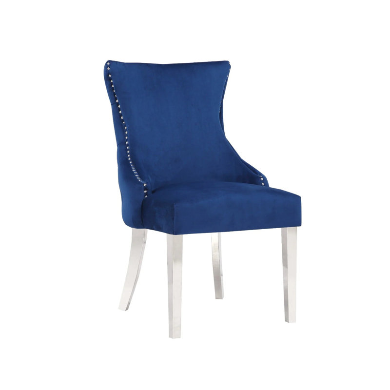 Chaise Stonefort avec pieds en acier, Bleu, Bleu, Chrome chrome