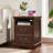 Farmhouse Night Stand with Charging Station, 2 Drawers Nightstand with Storage Shelf, Rustic Brown 18" Wide Wood Bedside Table, Bed Side End Tables for Bedroom, Living Room, Walnut-138257959