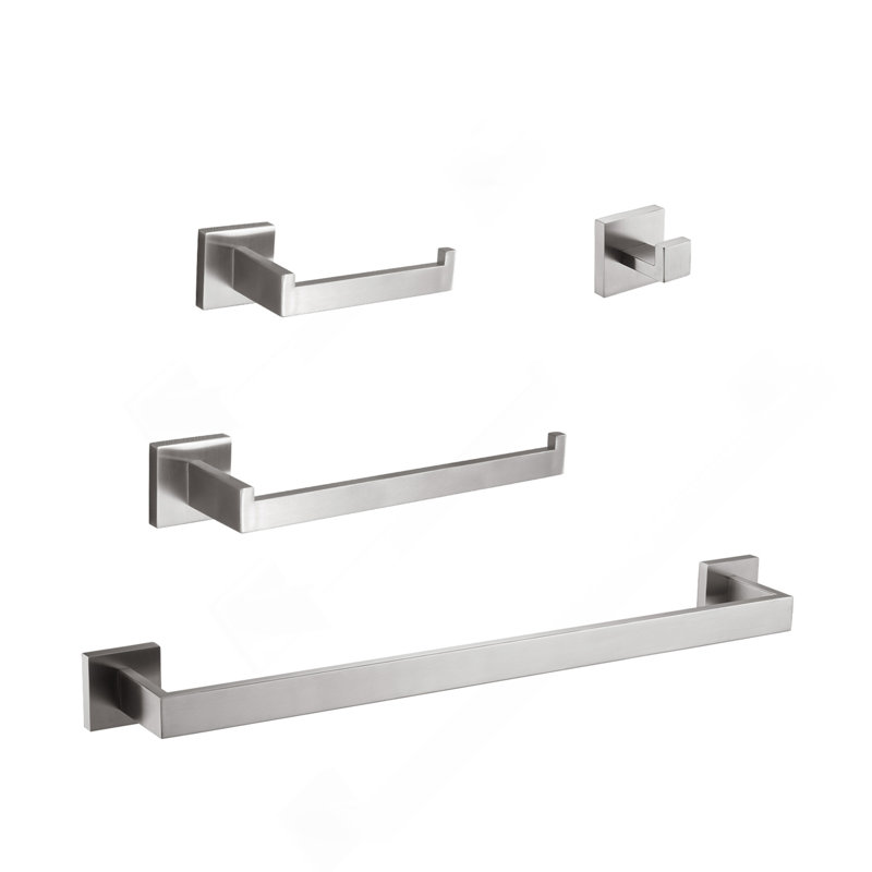 4 - Piece Bathroom Hardware Set, Brushed Nickel